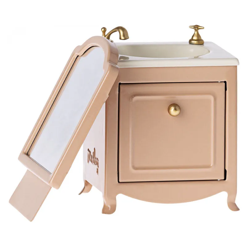 Maileg Sink Dresser with Mirror, Mouse, Dark Powder