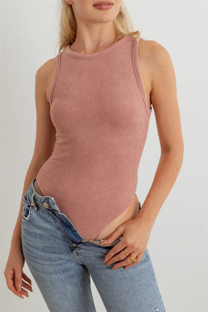 Mauve Sleeveless Knit Bodysuit