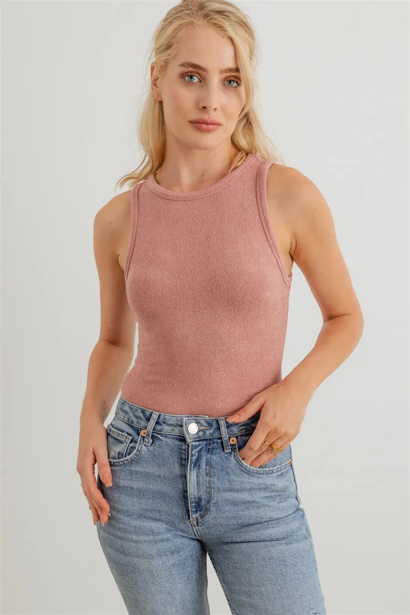 Mauve Sleeveless Knit Bodysuit