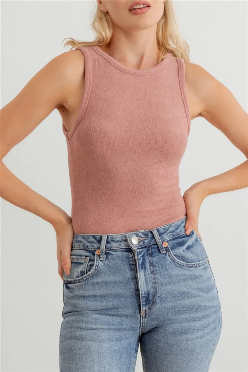 Mauve Sleeveless Knit Bodysuit