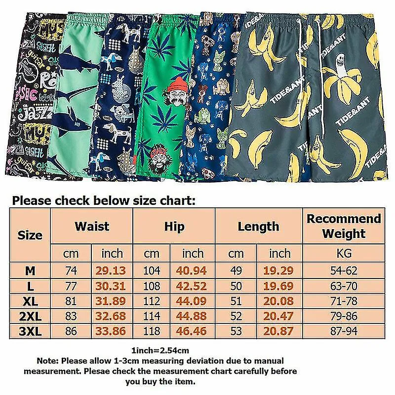 Men's Hawaiian Beach Shorts Summer Casual Half Pants Plus Size