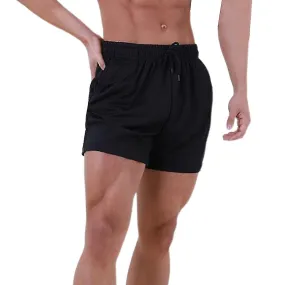 Men's Plain Quick Dry Activewear Workout Running Shorts With Pockets Short Pants Black