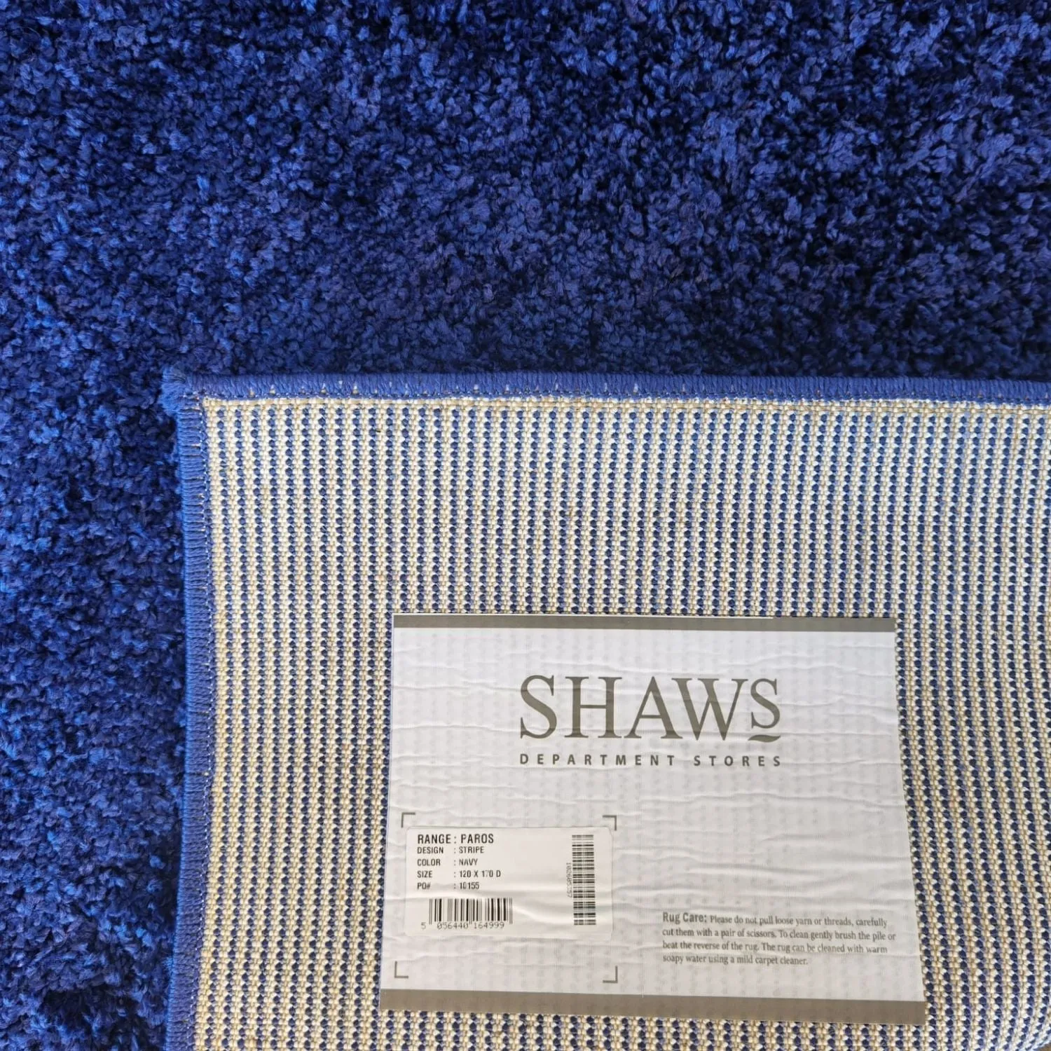 Paros Plain Shaggy Rug - Navy