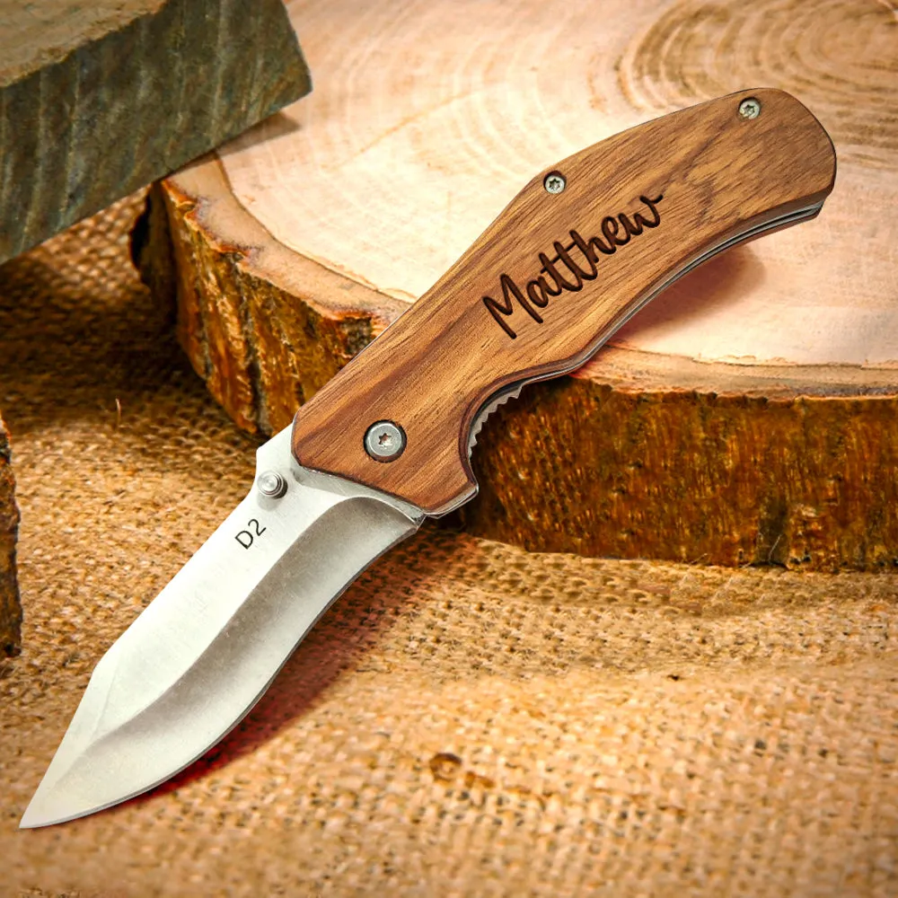 Personalized Engrave Name Pocket Knife Custom Folding Knives Gifts for Father's Day