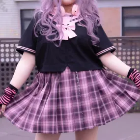 Plus size kawaii black pink purple seifuku top navel uniform style for sale.