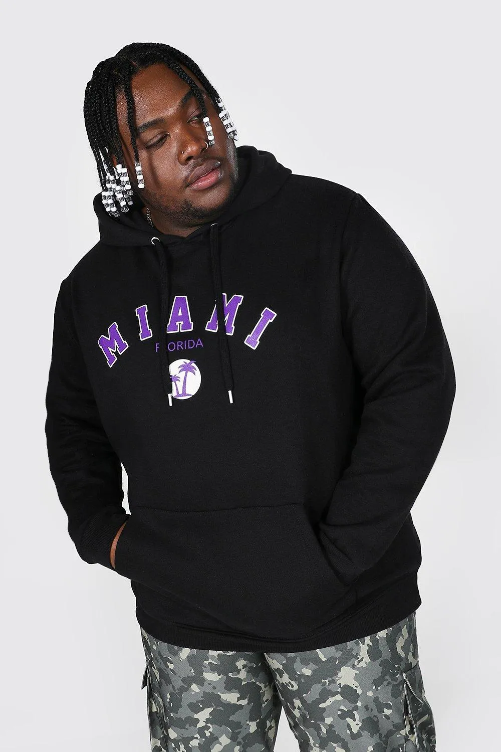 Plus Size Miami Varsity Print Hoodie