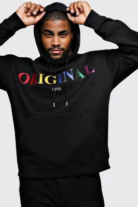 Plus Size Original MAN Embroidered Hoodie