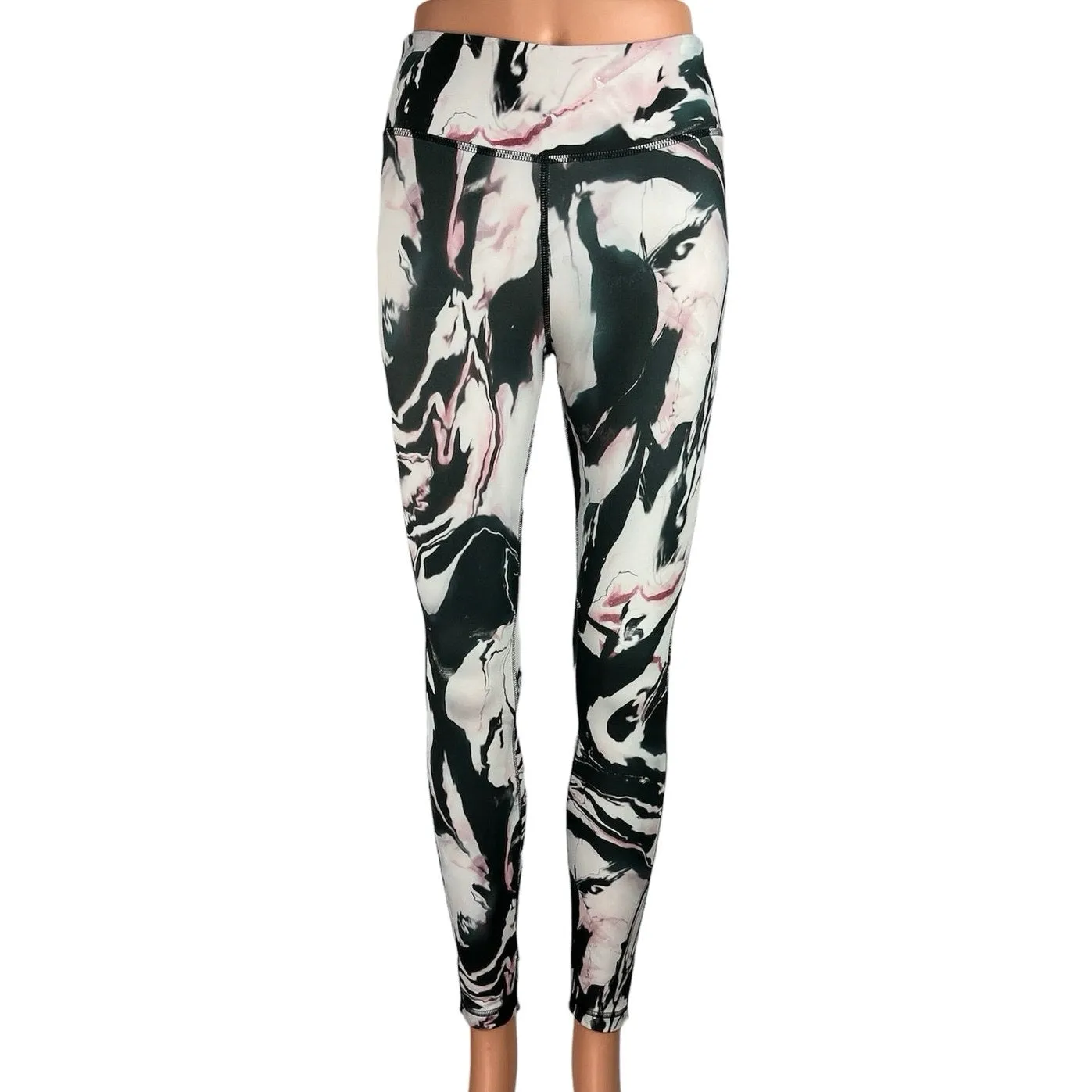 Reebok Speedwick Lux Bold Multicolor Marble Low Rise Activewear Crop Leggings XS