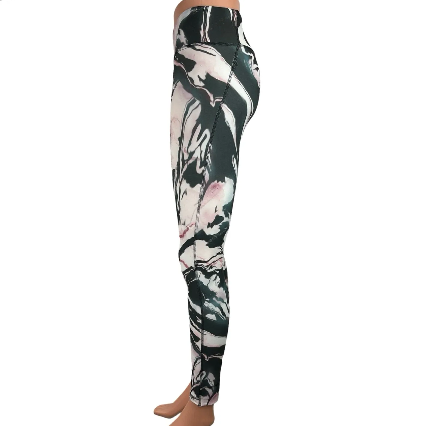 Reebok Speedwick Lux Bold Multicolor Marble Low Rise Activewear Crop Leggings XS