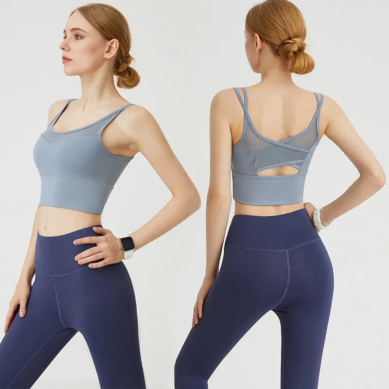 Running yoga sports bra for women, designed for shock-proof training fitness.