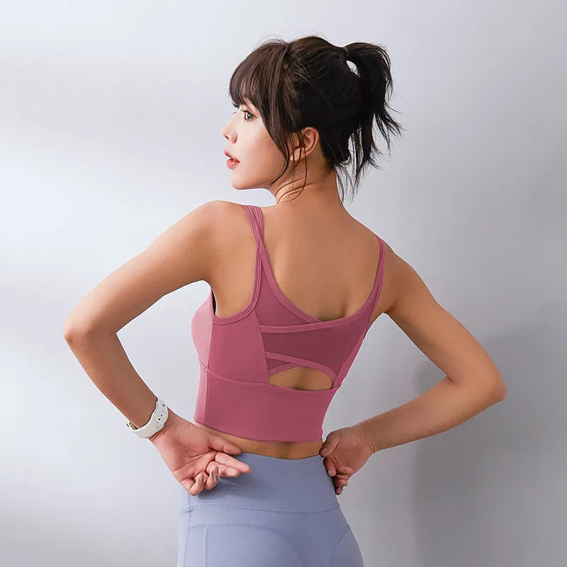 Running yoga sports bra for women, designed for shock-proof training fitness.