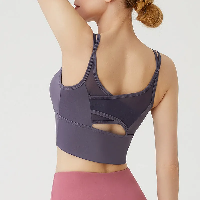 Running yoga sports bra for women, designed for shock-proof training fitness.