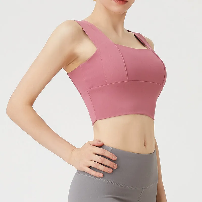 Running yoga sports bra for women, designed for shock-proof training fitness.