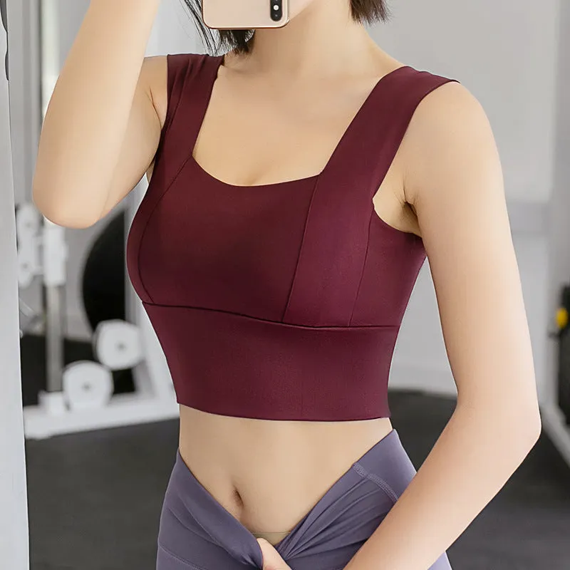 Running yoga sports bra for women, designed for shock-proof training fitness.