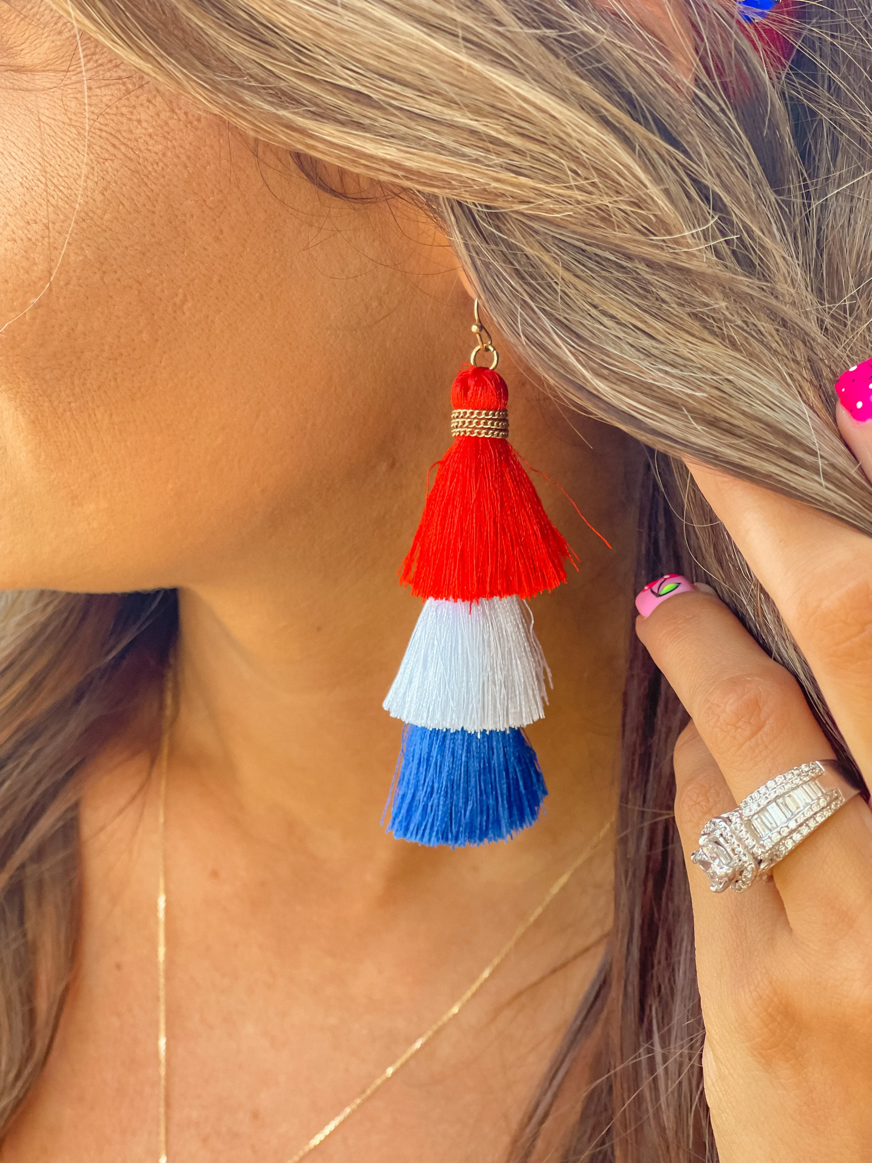 RWB Tassel Earrings