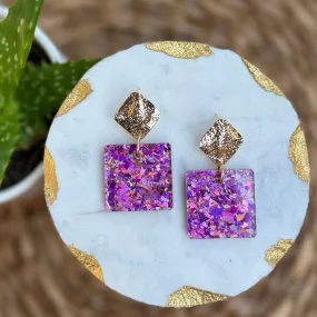 Square Drops - Jasmine Glitter - Acrylic Earrings