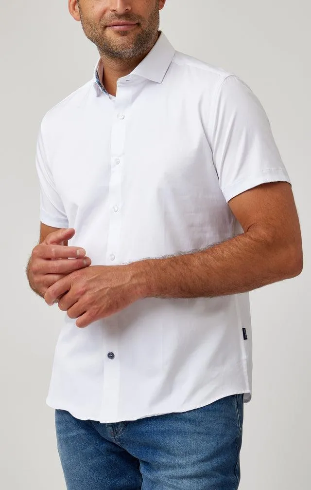 Stone Rose Short Sleeve Woven Shirt In White