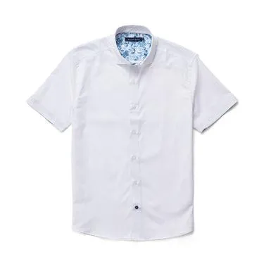 Stone Rose Short Sleeve Woven Shirt In White