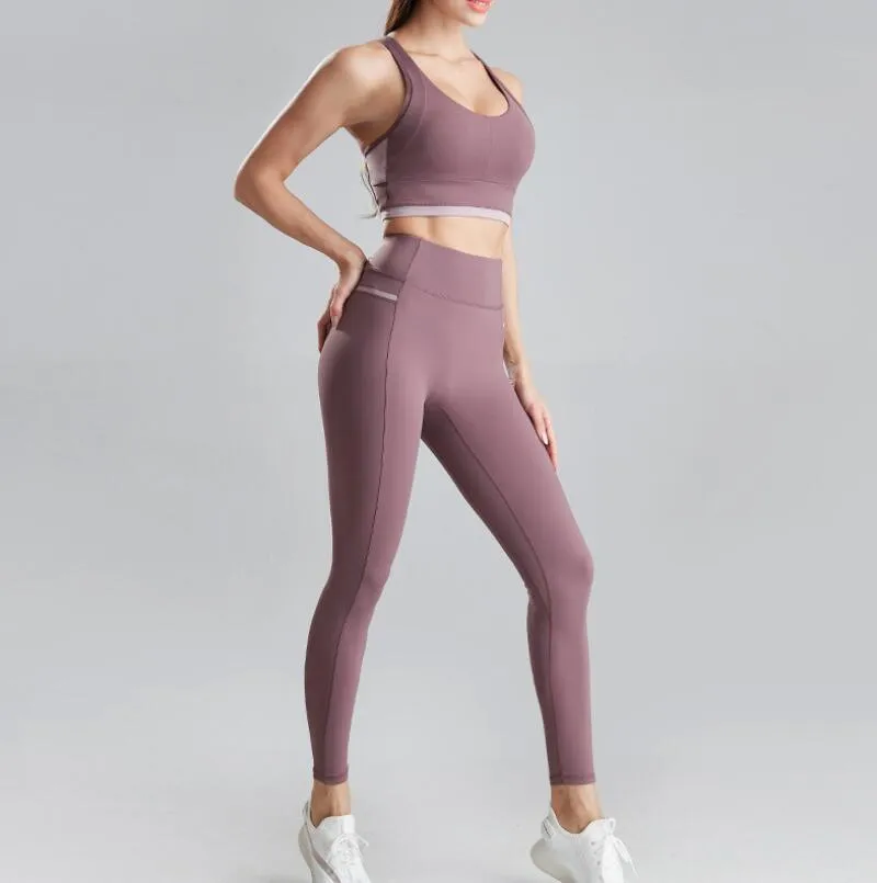 Stretch Fitness Sportswear 2-Piece Set for Yoga and Knitting Hips