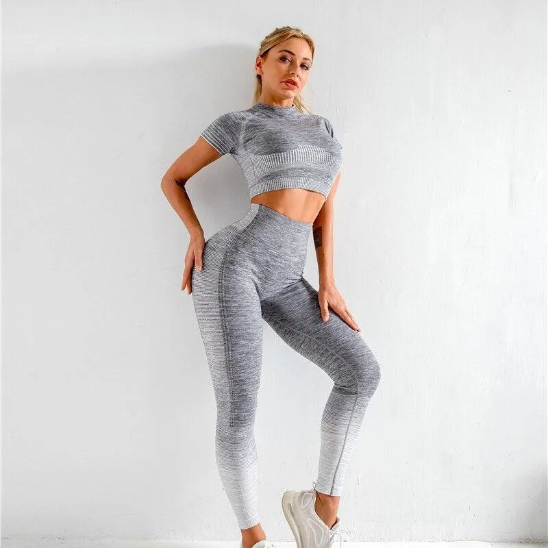 Stretch Fitness Sportswear 2-Piece Set for Yoga and Knitting Hips