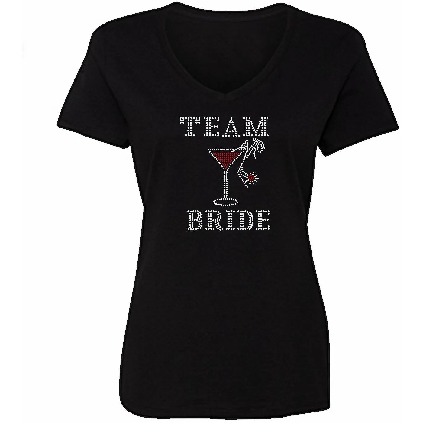 Team Bride Rhinestone Martini Glass T Shirt