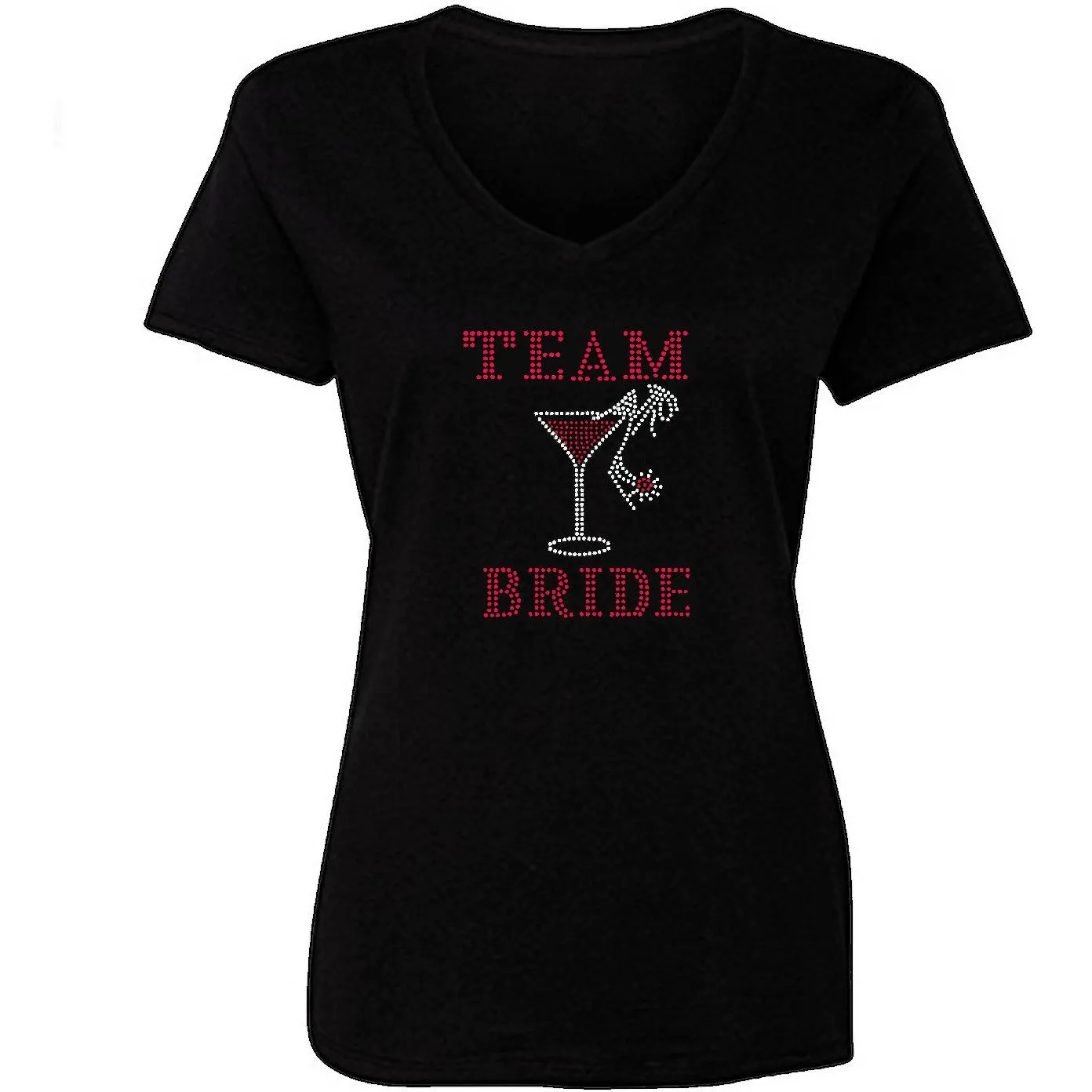 Team Bride Rhinestone Martini Glass T Shirt