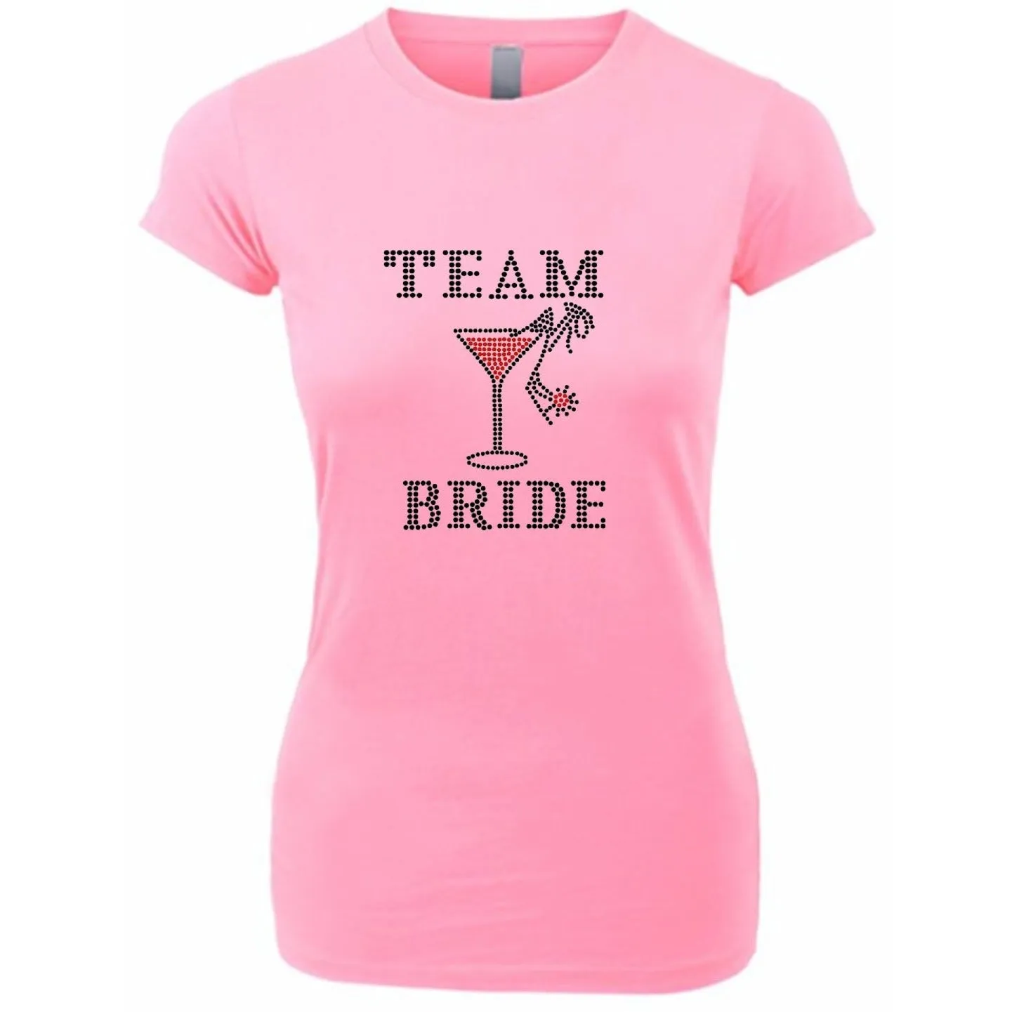 Team Bride Rhinestone Martini Glass T Shirt