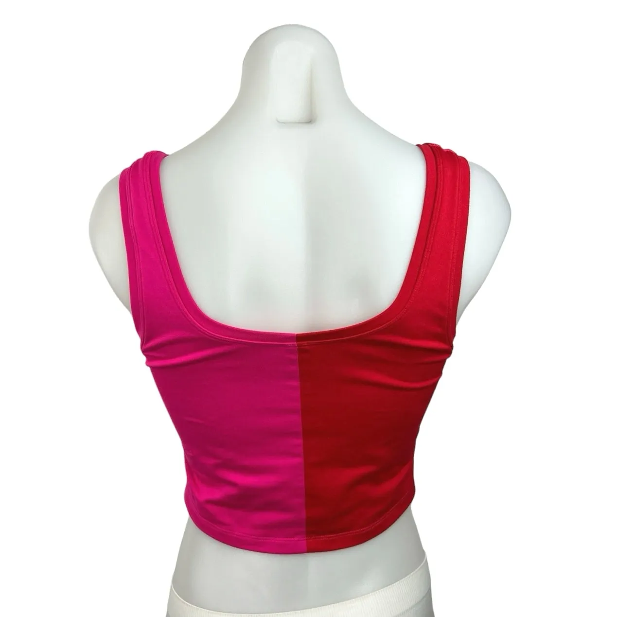 Terez Red Pink Colorblock Scoop Neck Activewear Fitness Yoga Gym Tank Top Size S