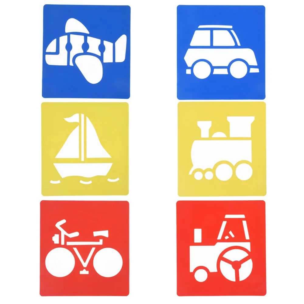 tibetara About 14*15cm Transport stencils set of 6 plastic Stencil bicycle car boat Transportation stencils for journaling 6 eac