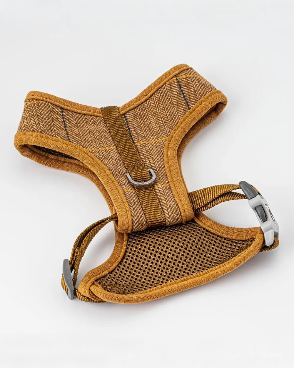 Tweed Dog Harness - Caramel Checkered Herringbone