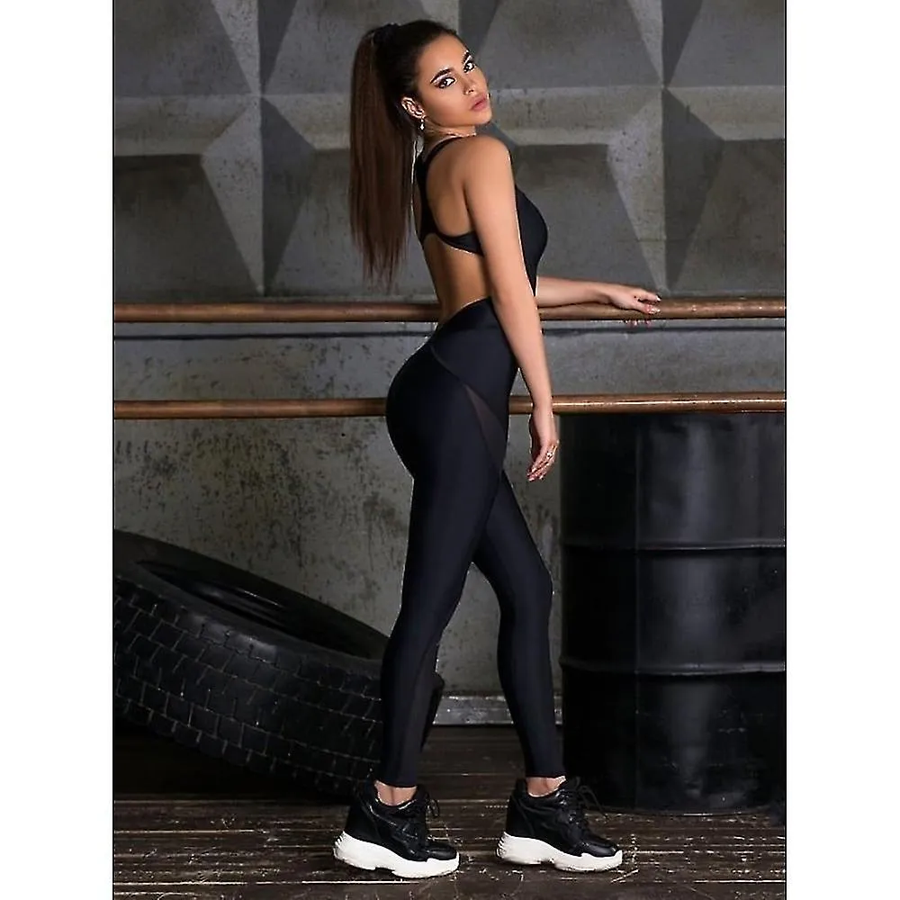 Women's Activewear Set Onesie Workout Sets Cut Out Solid Color Bodysuit Clothing Suit Black Faux Fur Yoga Fitness Running 4 