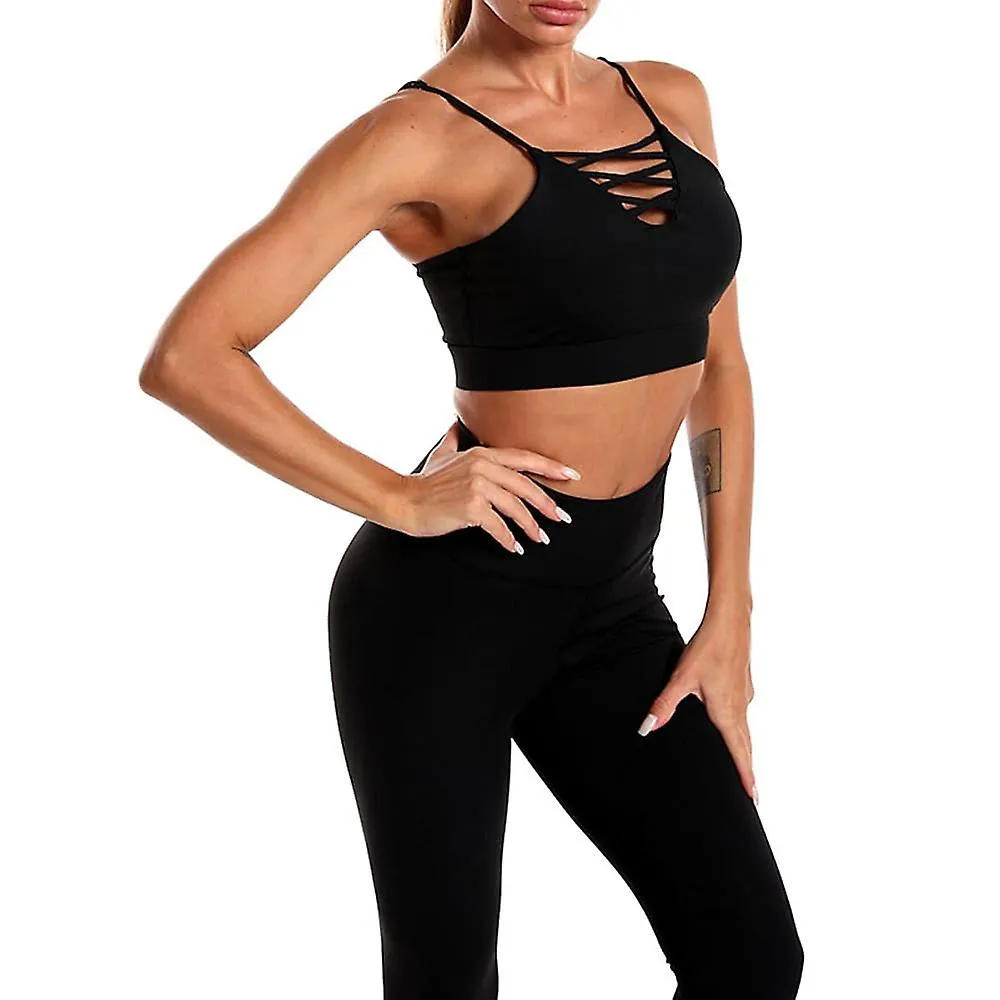 Women's Activewear Set Workout Sets 3-piece Cropped Solid Color Sports Bra Leggings Crop Top Black Dark Navy Spandex Yoga Fi