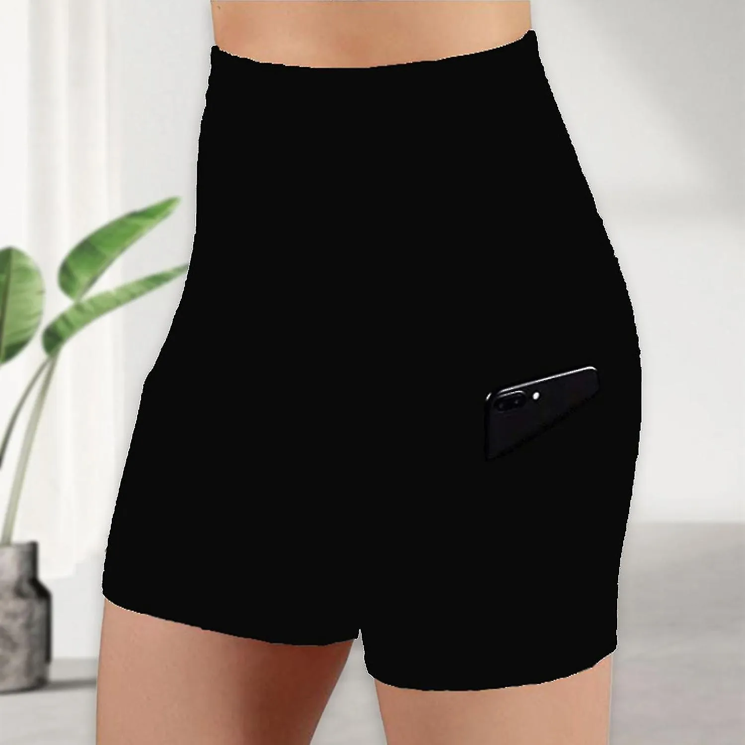 Women's High Waisted Bike Shorts With 2 Side Pockets Workout Running Yoga Shorts For Yoga Exercise F-FCY