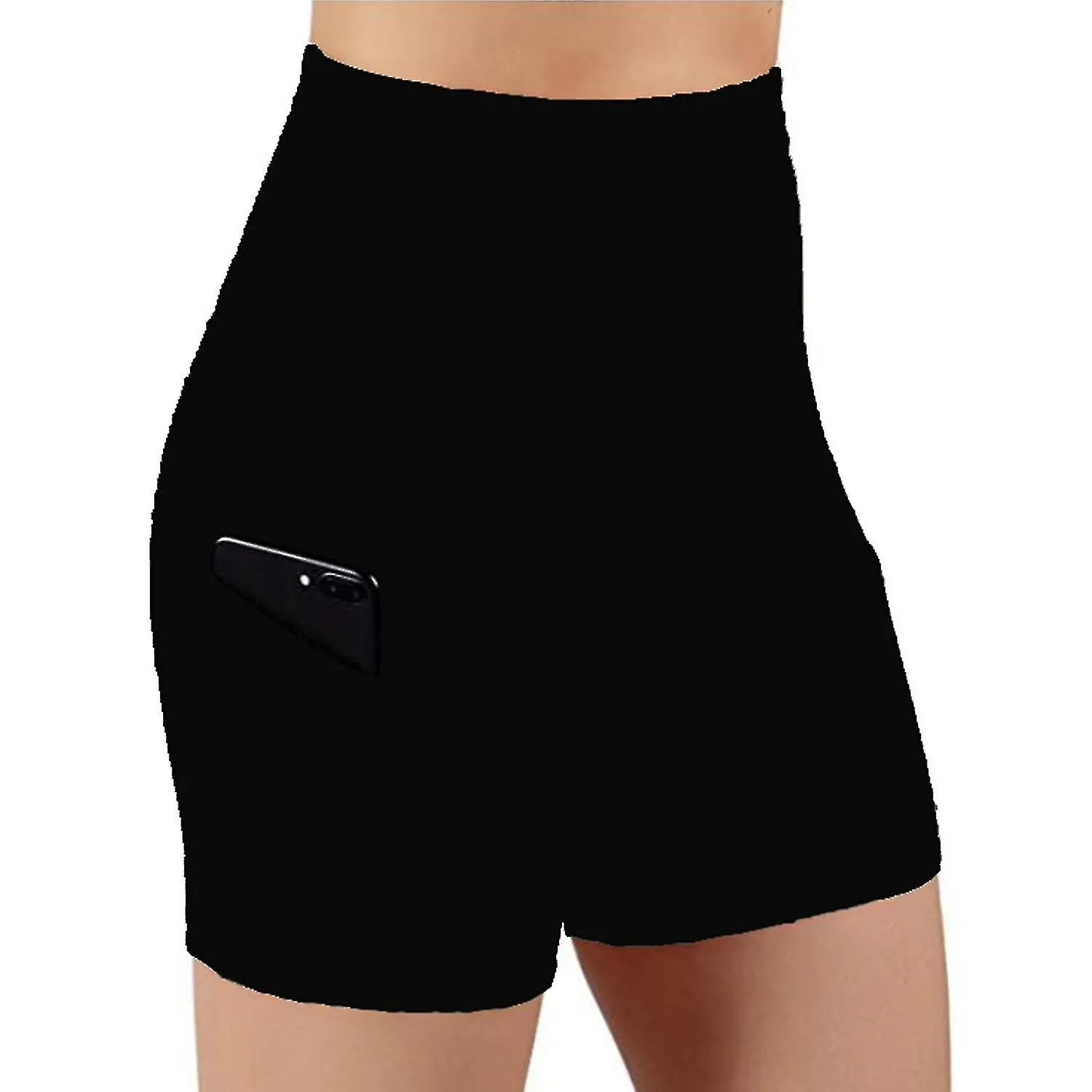 Women's High Waisted Bike Shorts With 2 Side Pockets Workout Running Yoga Shorts For Yoga Exercise F-FCY