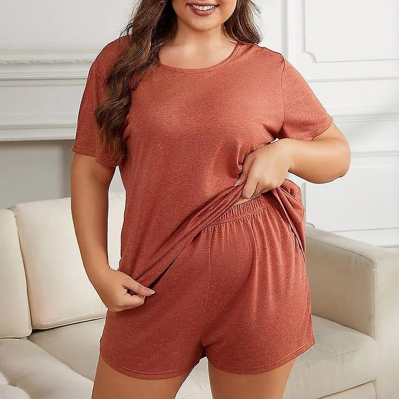 Women's Plus Size Short Sleeve Summer Casual 2 Piece Pajama Sets