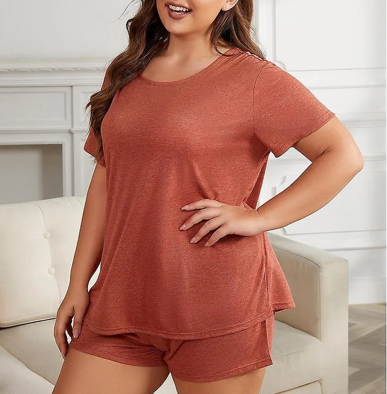 Women's Plus Size Short Sleeve Summer Casual 2 Piece Pajama Sets