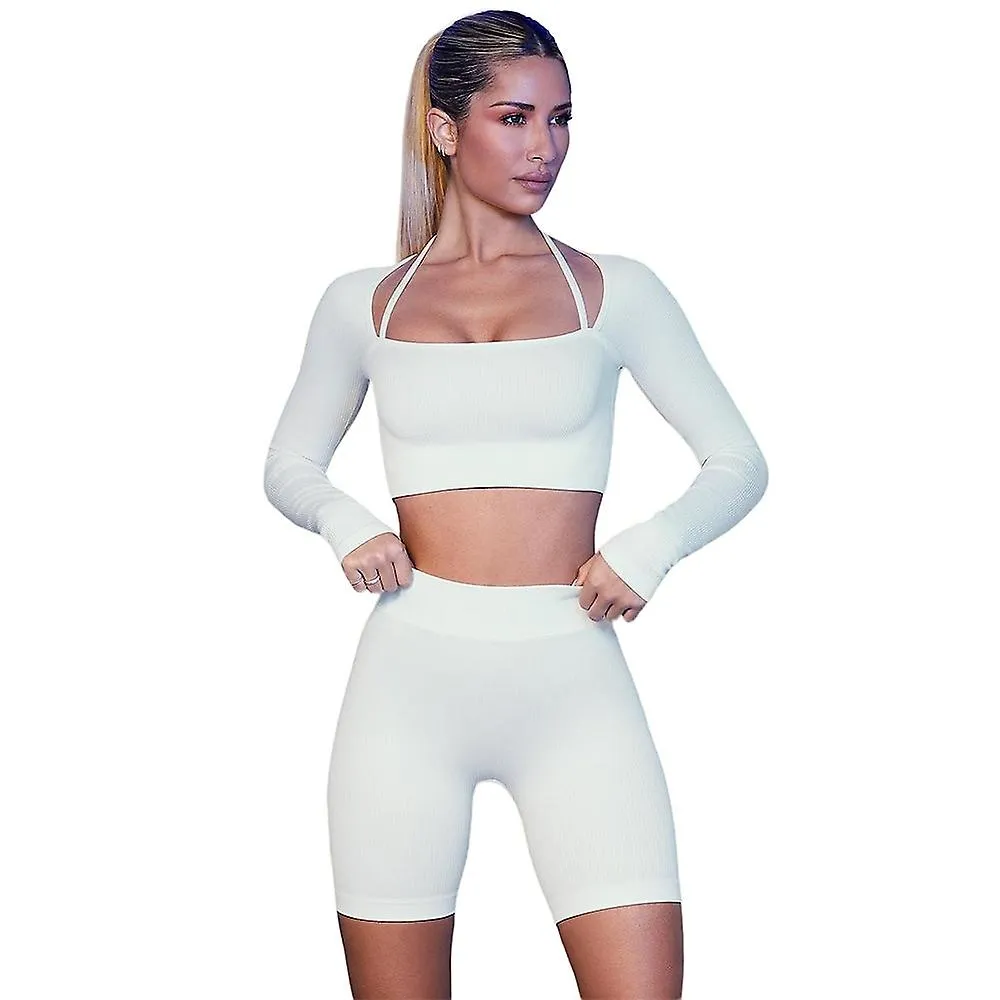 Women's Workout Sets 2 Piece Bootcut Solid Color Bra Top Crop Tee Clothing Suit Black White Spandex Yoga Fitness Gym Workout