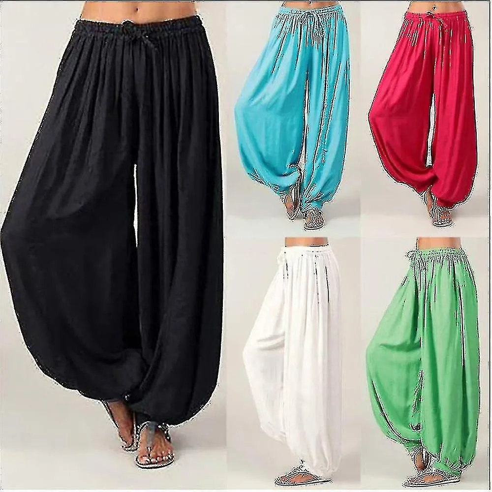 Women's Yoga Pants Drawstring Harem Baggy Zumba Belly Dance Yoga Bloomers Bottoms Green White Black Winter Sports Activewear