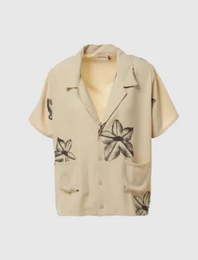 WOMEN'S FLORAL CAMP BUTTON UP SHIRT