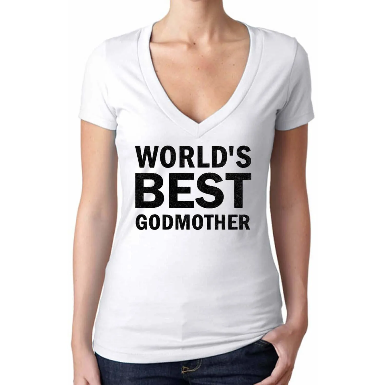 World's Best Godmother Glitter T Shirt