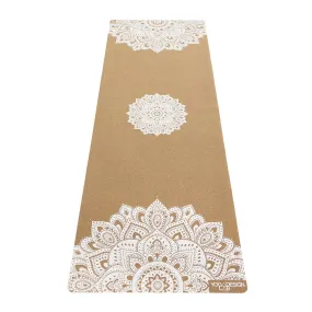 YDL Cork Mat Mandala - White: Yoga Mat for Enhanced Grip and Stability