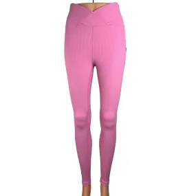 Years Of Ours Veronica NWT Pink Ribbed Low Rise Pull On Activewear Leggings Sz M