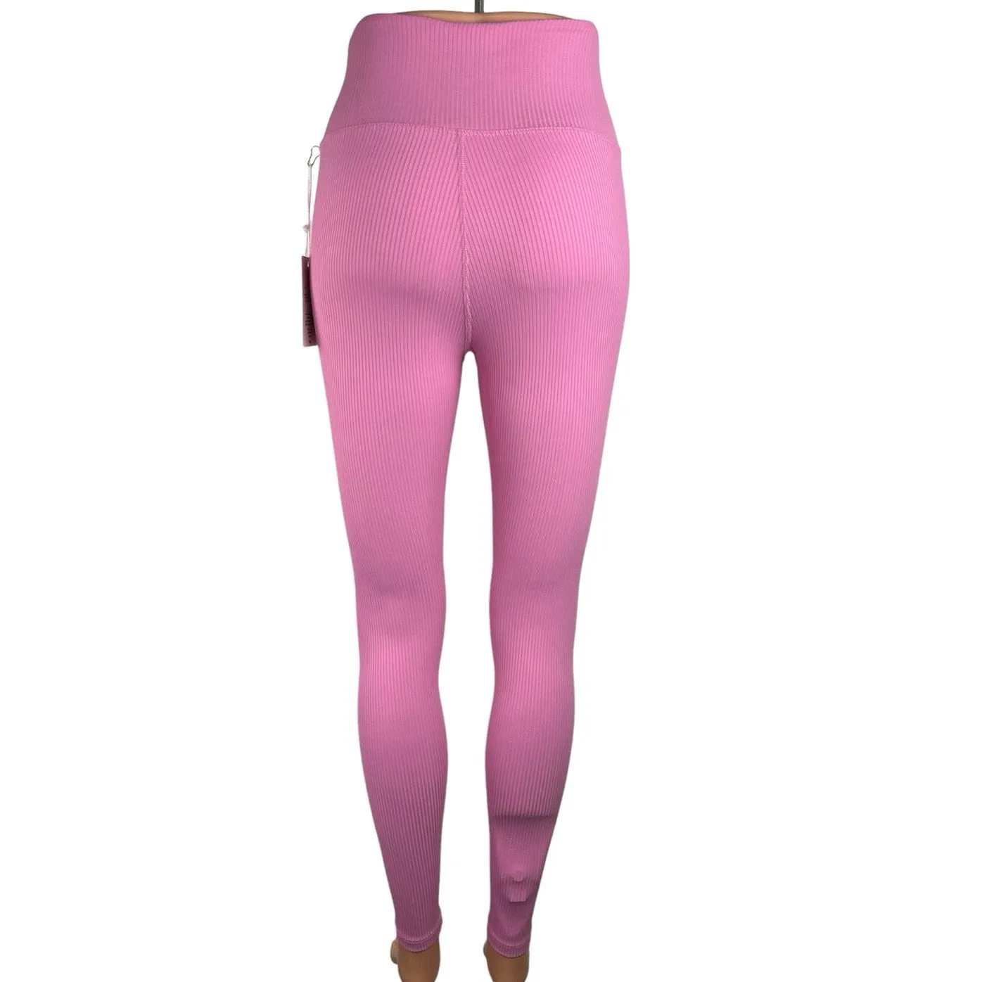 Years Of Ours Veronica NWT Pink Ribbed Low Rise Pull On Activewear Leggings Sz M