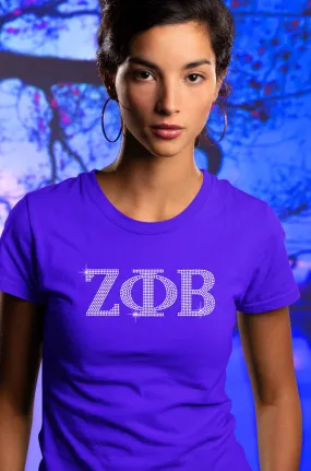 Zeta Phi Beta Greek Letters Rhinestone T-Shirt